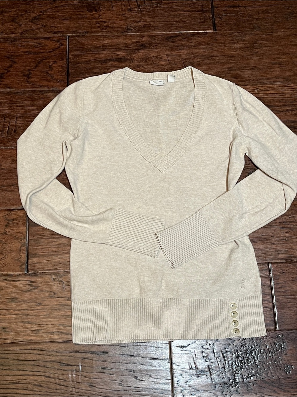 Esprit V-Neck Sweater in Beige Like New